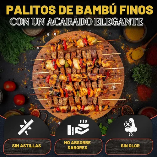 Vista 3 de Juego de 120 brochetas descartables de bambú extragrandes Marshmallow Smores Roasting Sticks, Tapered Tips, for Grilling Meat, Vegetables, Kabobs