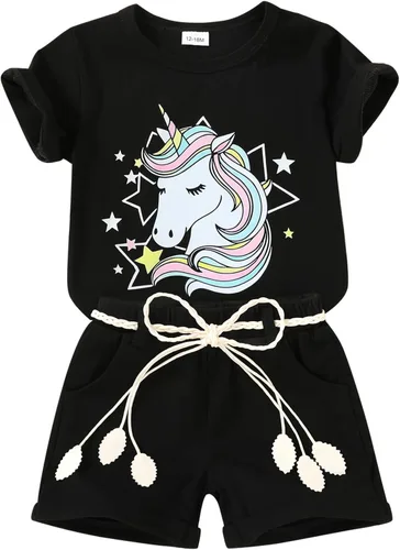 Vista 24 de YOUNGER TREE - Conjunto de ropa para bebés y niñas, camiseta de sandía y pantalones cortos de lino con cinturón, conjunto de verano lindo Abeja feliz