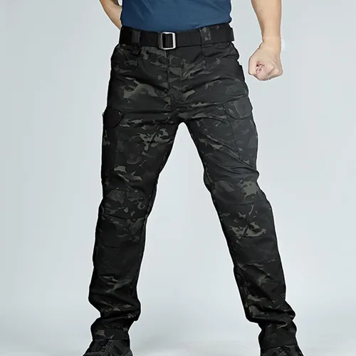 Vista 3 de Muecwrye Tactical Cargo Pants for Men Plus Size Camo Tactical Pants Outdoor Workout Hiking Sweatpants with Multiple Pockets