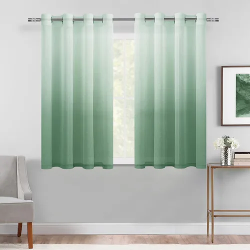 Vista 53 de DWCN Cortinas Transparentes Ombré - Cortinas de Lino Sintético con Gradiente Semi Voile con Ojales en la Parte Superior para Dormitorio y Sala