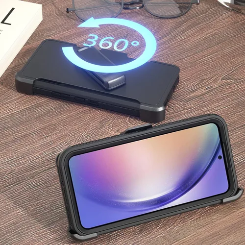 Vista 2 de Funda de teléfono para Samsung Galaxy A54 5G, resistente, dura, a prueba de golpes, con funda de clip para cinturón para Samsung A54 5G 2023 (negro)
