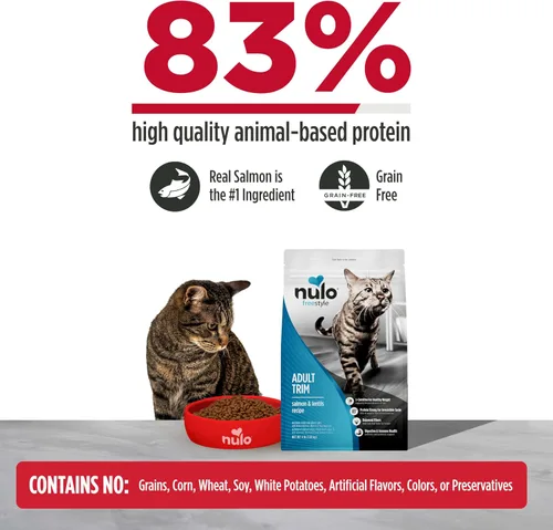 Vista 2 de Nulo Freestyle Alimento para Gatos Trim Alto en Proteínas, Receta de Salmón y Lentejas - Alimento Seco Natural para Gatos Sin Granos para Control