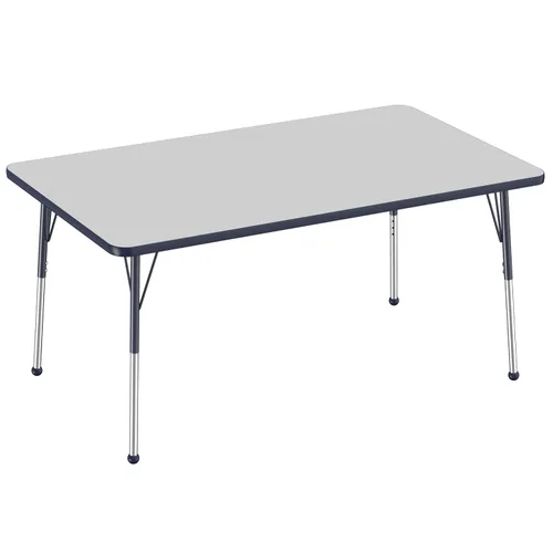 Vista 118 de FDP - Mesa rectangular para actividades escolares y de oficina (24 x 36 pulgadas), patas estándar con deslizadores giratorios, altura ajustable