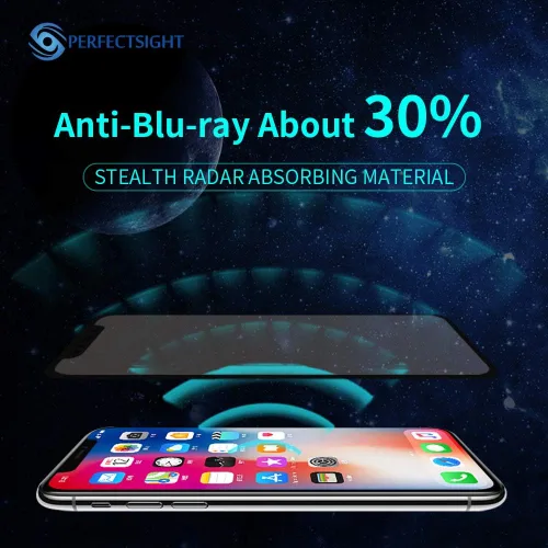 Vista 2 de PERFECTSIGHT Protector de pantalla de vidrio templado con luz azul compatible con iPhone 11 Pro Max 2019, iPhone Xs Max 2018 de 6.5 pulgadas, marco