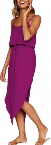 Vista 2 de NERLEROLIAN - Vestido midi de mujer informal ajustable con tiras divididas de verano para playa
