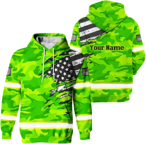 Vista 27 de Camisa de alta visibilidad con bandera de Estados Unidos de color para hombres y mujeres, con nombre personalizado, camisa de seguridad reflectante