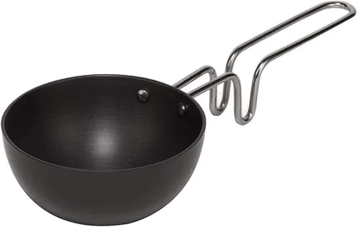 Vista 4 de Satre Online and Marketing Hindalco Kadai - Juego de 2 bandejas antiadherentes de aluminio, tamaño n.º 13 con bandeja Tadka, color negro