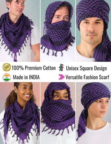 Vista 57 de LOVARZI Shemagh Cottons Arab Keffiyeh - Bufanda militar táctica para cabeza y cuello