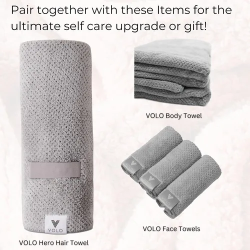 Vista 6 de VOLO Cloud Pink Spa - Juego de diadema y coletero de microfibra ultra suave y absorbente, juego de 2 piezas