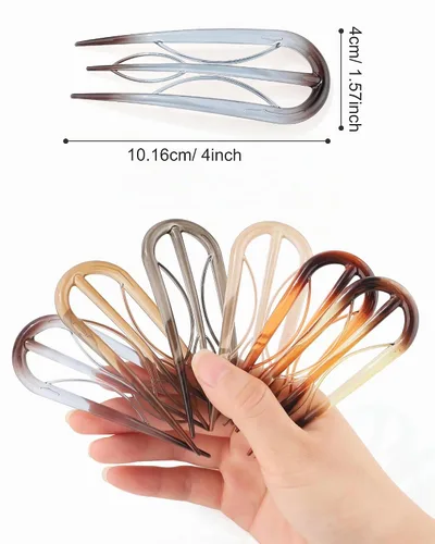 Vista 5 de AWAYTR 6 horquillas de pelo francés, tenedor en forma de U para mujeres Ámbar