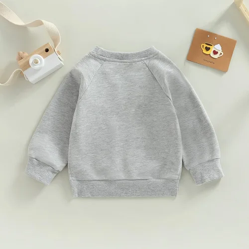 Vista 25 de Sudadera unisex de algodón de color sólido para bebé, camiseta de manga larga con cuello redondo