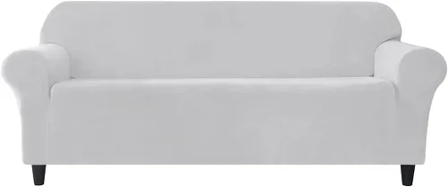 Vista 10 de Funda elástica para sofá de 3 cojines, 1 funda de terciopelo para sofá, fundas protectoras de muebles con parte inferior elástica, lavable a máquina