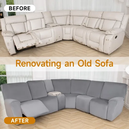 Vista 7 de HDCAXKJ Fundas de sofá seccional reclinable de terciopelo, cubierta de sofá seccional en forma de L, lavable, elástica, suave, para rincón