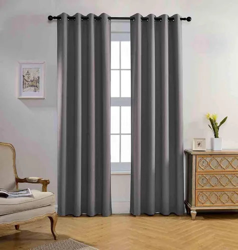 Vista 21 de Miuco paneles de cortina de oscurecimiento con arandelas, cortinas opacas con textura para salón, juego de 2