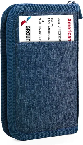 Vista 9 de Cartera de pasaporte para la familia con RFID, organizador de documentos de viaje, impermeable para mujeres, billetera de pasaporte portátil