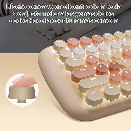 Vista 7 de Lomiluskr Lindo teclado mecánico con cable colorido para niñas y niños, teclas redondas, 84 teclas compactas, 10 efectos de iluminación Azul