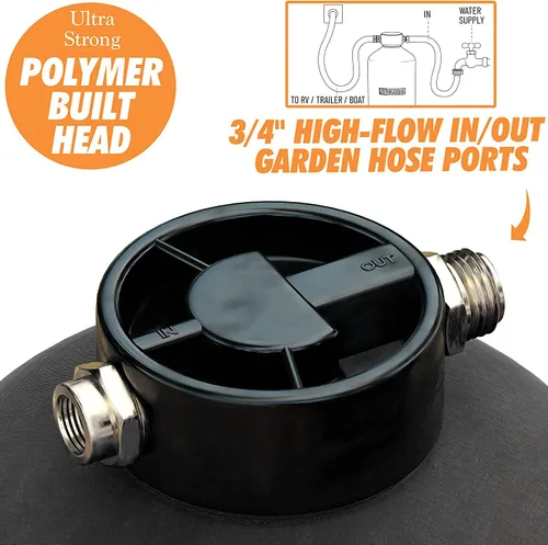 Vista 4 de Filterelated Ablandador de agua para autocaravana, 16000 granos, portátil, con ajuste de latón de 3/4 pulgadas y manguera personalizada, sistema