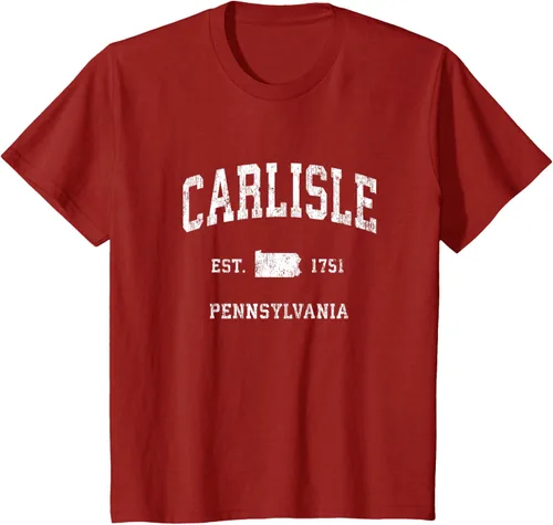 Vista 17 de Carlisle Pennsylvania PA - Camiseta deportiva vintage con diseño deportivo, Negro, S