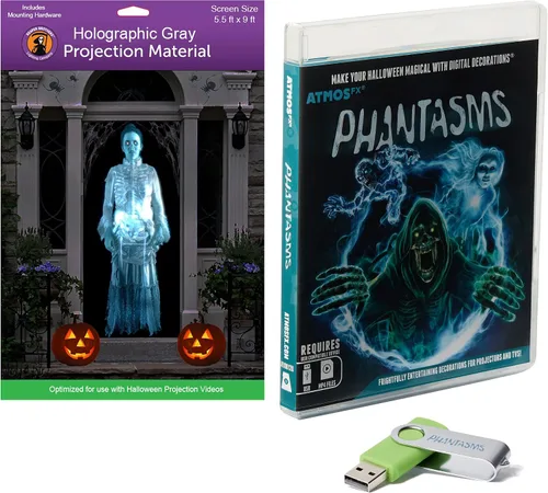 Vista 21 de Reaper Brothers® Kit de decoración digital de Halloween incluye 8 efectos de video AtmosFX® para Halloween Plus pantalla de proyección holográfica