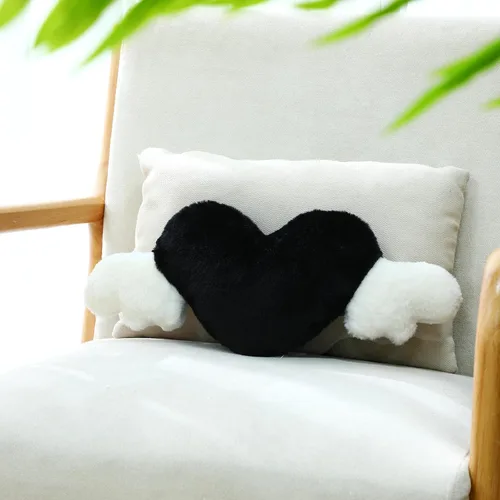 Vista 4 de Macarrie 2 Piezas Almohadas de Felpa en Forma de Corazón con Alas de Ángel Reposacabezas de Coche Almohada Suave y Cómoda para Asiento de Coche