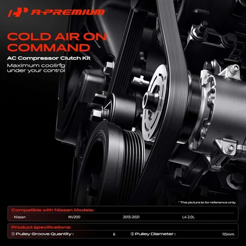 Vista 2 de A-Premium Kit de embrague de compresor de A/C compatible con Nissan NV200 2.0L 2013-2021, con polea de 6 ranuras
