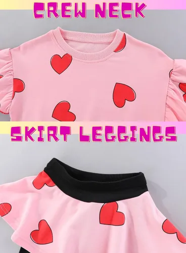 Vista 3 de BOMDEALS Adorable conjunto de ropa para niñas pequeñas, camiseta de manga larga + pantalones