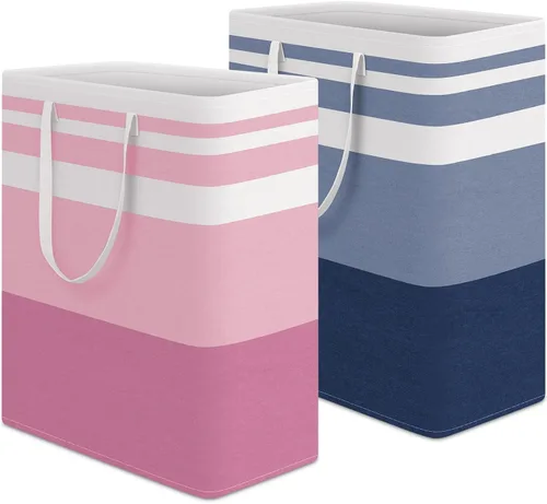 Vista 27 de HomeHacks - Paquete de 2 cestas grandes para ropa sucia, bolsas para ropa sucia (azul 75 pulgadas de largo x 2)