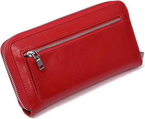 Vista 4 de JEEBURYEE Carteras para mujer RFID bloqueo de cuero cremallera alrededor de la muñeca embrague bolsa de viaje