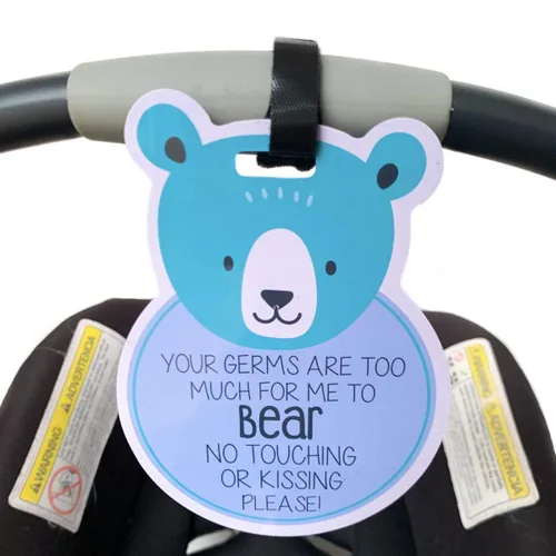 Vista 2 de (Three Little Tots) Bear Two Pack: letrero de seguridad para bebé sin tocar para asiento de automóvil, letrero de cochecito, etiqueta para asiento
