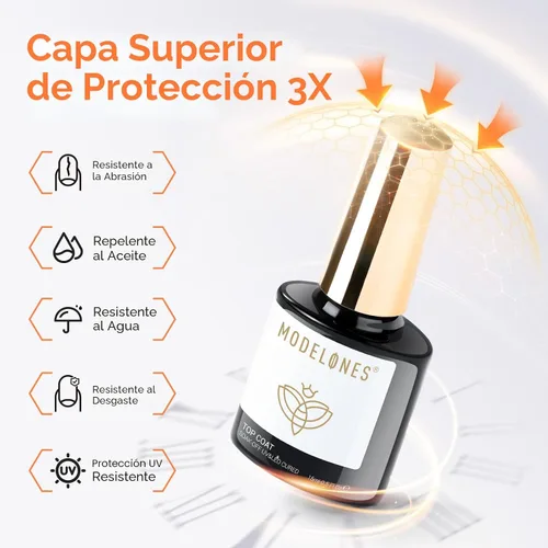 Vista 5 de Modelones - Juego de esmaltes de gel transparente, capa base de gel superior, sin limpieza, 0.5 onzas líquidas Un conjunto claro