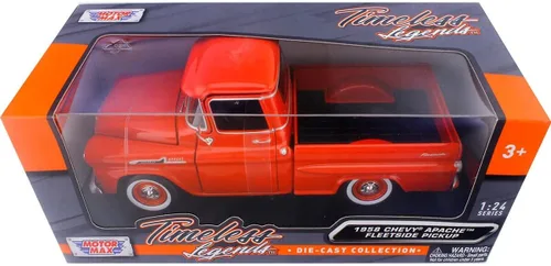 Vista 8 de 1958 Chevrolet Apache Fleetside Pickup Naranja 1/24 por Motormax 79311