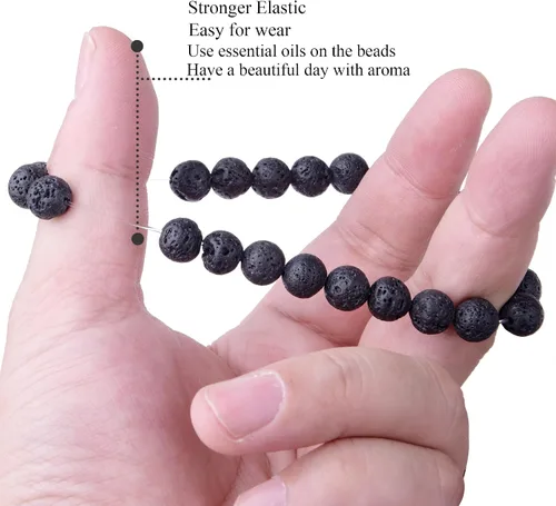Vista 4 de WRCXSTONE - Pulsera elástica de cuentas de cristal curativo de 8mm.
