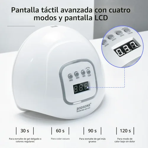 Vista 2 de JODSONE Lámpara de uñas LED U V, secador de uñas para esmalte de gel, luz LED con sensor automático y 4 temporizadores