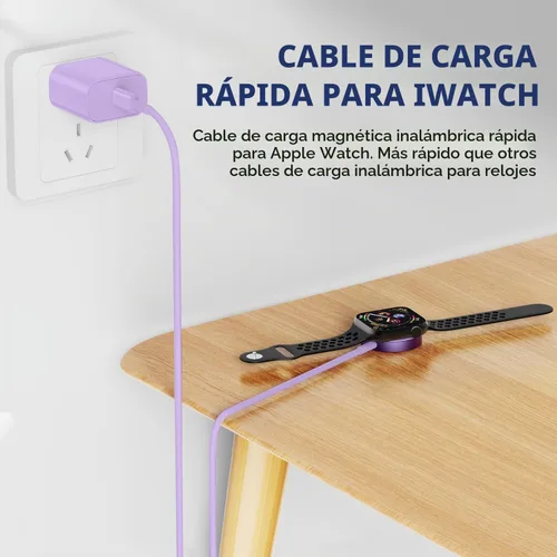 Vista 4 de Susnwere Cargador rápido para cargadores Apple iWatch con bloque de cargador de 20 W, USB C magnético para i-Watch, cable de carga rápida