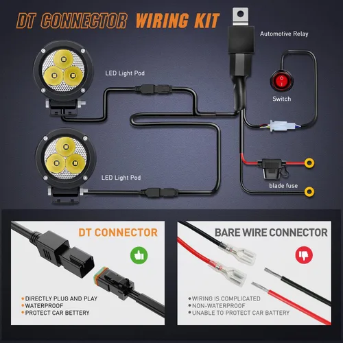Vista 6 de Nilight Focos LED Redondos de 3 Pulgadas para Motocicleta, 2 Unidades, Focos LED Antiniebla Puntuales de 1550LM con EMC Integrado, Luz Auxiliar