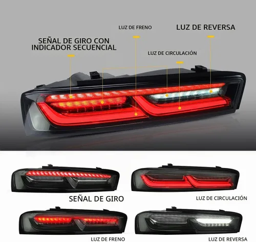Vista 2 de Luces traseras LED VLAND enhumedecidas y transparentes compatibles con [Chevrolet Chevy Camaro Coupe 2016 2017 2018] con luces de señal intermitente