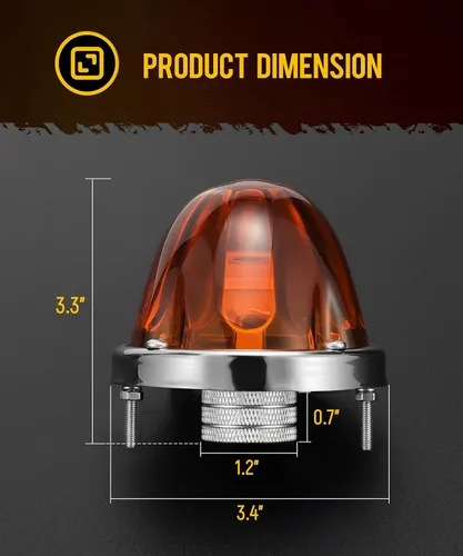 Vista 5 de Partsam 2 piezas de luces de señal de giro laterales LED, de color ámbar, con lente de vidrio de sandía [patentadas], con bisel de acero inoxidable