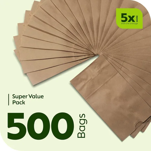 Vista 4 de Culinware Bolsas de papel kraft de 2 libras, bolsas de papel marrón duraderas para aperitivos, sándwich, pasteles, palomitas de maíz, comestibles