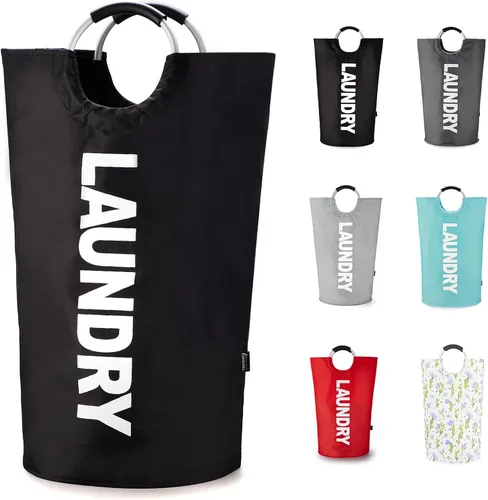 Vista 24 de Caroeas Cesta de Ropa de 90L (13 Colores), Cesta de Ropa Impermeable, Bolsa de Ropa con Asas Acolchadas, Cesta de Ropa, Cesta de Ropa Plegable