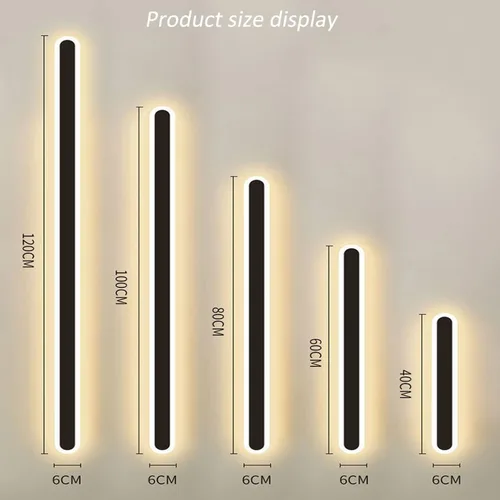 Vista 6 de Paquete de 2 luces LED de pared modernas de 47 pulgadas de largo, 24 W, blanco cálido, 110 V, lámpara de pared rectangular negra, elegante acrílico