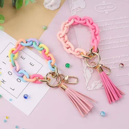 Vista 5 de GIEMSON Llavero de silicona para mujer, pulsera con cuentas para automóvil