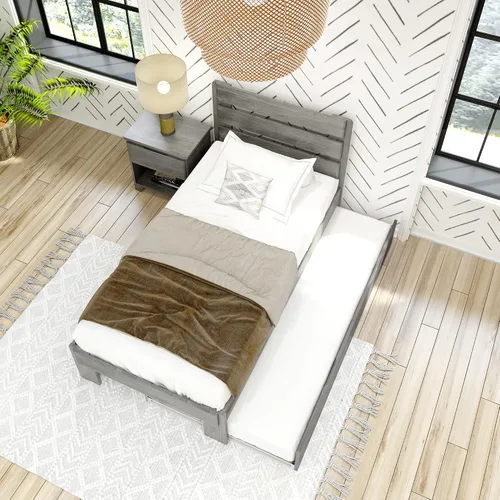 Vista 7 de Max & Lily Cama individual moderna de granja con cabecera de tablones y nido, madera flotante Driftwood