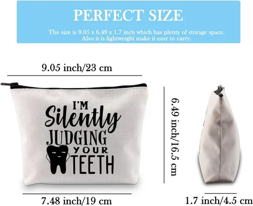 Vista 2 de Regalo para dentistas, regalo para higienista dental, regalo para asistente dental, estoy juzgando silenciosamente tus dientes con cremallera