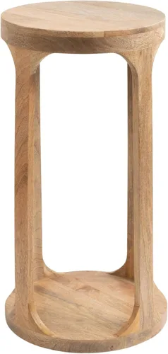Vista 8 de Kate and Laurel Dahl - Mesa redonda de madera para bebidas; 12 x 23 pulgadas; marrón natural; mesa de pedestal de acento circular de madera bohemia