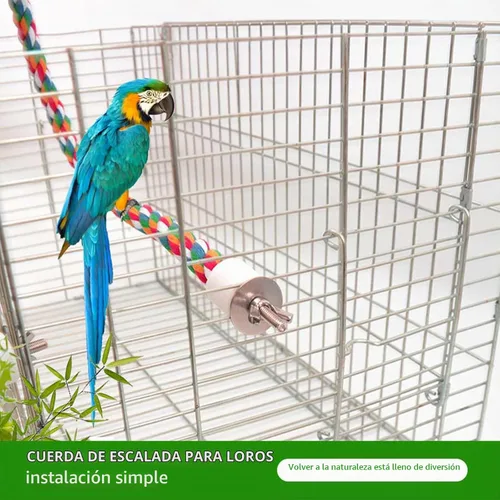 Vista 5 de Perca para pájaros, perca de cuerda para pájaros y percha de cuerda, perchas para pájaros para jaula, perca de cuerda para conures, loros, cacatúa
