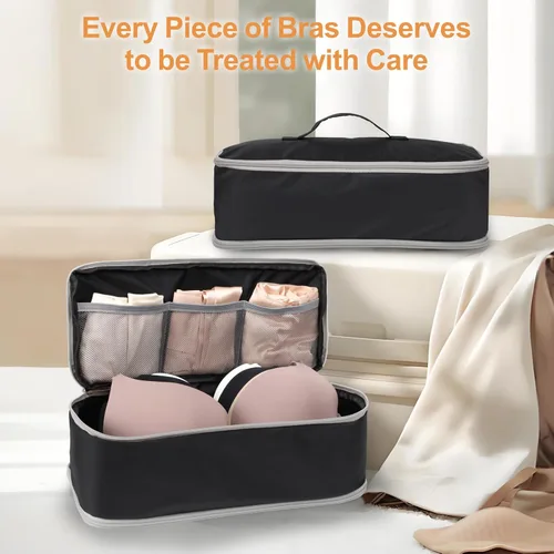 Vista 6 de Cambond Travel Underwear Organizer Bag - 4-in-1 Double Layer Lightweight Bra Organizer, Portable Expandable Compression Packing Cubes Travel Packing
