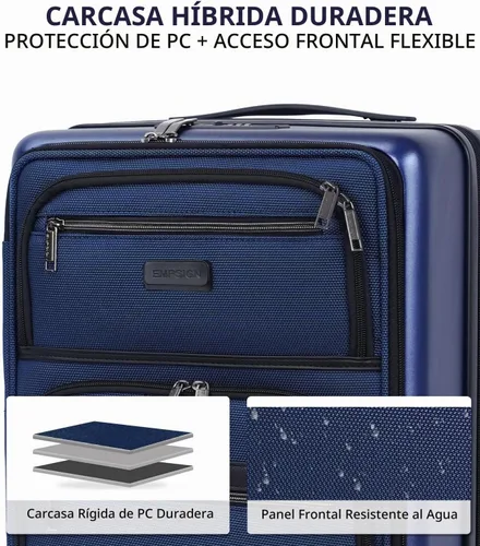 Vista 6 de EMPSIGN Equipaje de mano 22x14x9 aprobado por aerolínea, 20 pulgadas Azul marino