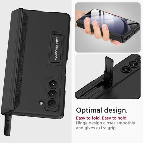 Vista 7 de Miimall Funda compatible con Samsung Galaxy Z Fold 5, [bisagra magnética de protección completa] [protector de pantalla integrado]