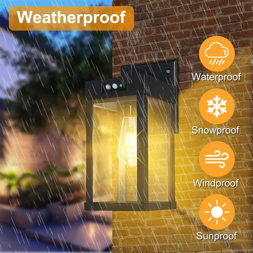 Vista 7 de CYHKEE Luces Solares de Pared al Aire Libre Impermeables con 3 Modos de Iluminación y Sensor de Movimiento, Luminaria Exterior de Porche