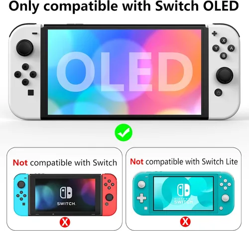 Vista 7 de Switch OLED - Funda protectora transparente acoplable a prueba de golpes para Nintendo Switch OLED modelo 2021 con protector de pantalla y tapas